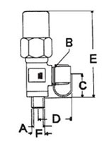 Packed Line Valves, Angle - Non-Backseating Solder to Flare - Dimensions