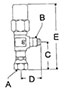 Packed Line Valves, Angle - Non-Backseating Internal Swivel Flare to Flare - Dimensions