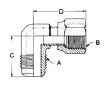 45° Flare Fittings - 90° Elbows - Half Union _ Ext Fl to Int Fl Swivel-Dimensions