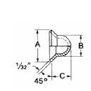 45° Flare Fittings - Copper Flare Seal Bonnets-Dimensions