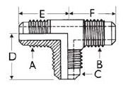 45° Flare Fittings - Tees -Three_Way Reducing-Dimensions