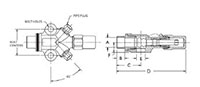 Brass Compressor Valves - Double Port, Solder - Dimensions