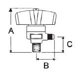 LINEMASTER® Packless Diaphragm Valves - Angle, NPTFE to Flare - Dimensions