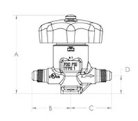 LINEMASTER® Packless Diaphragm Valves - Straight, Flare to Flare - Dimensions