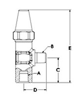 Packed Line Valves, Angle - Non-Backseating, NPTFE x NPTFI, NPTFI x NPTFE - Dimensions