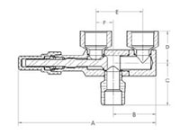 RELIEFMASTER® Change-Over Manifold - NPTFE x NPTFI - Dimensions