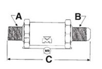 SAFETYMASTER® Pressure Relief Valves - Straight Thru - NPTFE Inlet to Flare Outlet - Dimensions