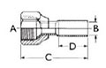 45° Flare Fittings - Connectors - Internal Fl to Extension Solder-Dimensions