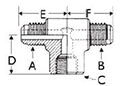 45° Flare Fittings - Tees - Three_Way, Internal Branch-Dimensions